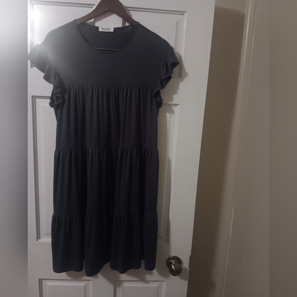 Dark Gray Ruffle Dress - Picture 2 of 5
